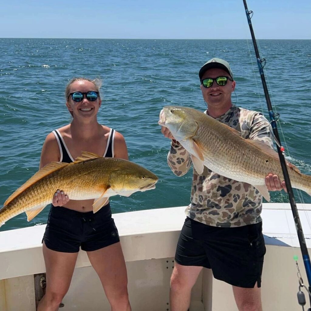 Virginia Beach Deep Sea Fishing for Drum husband and wife catch drum